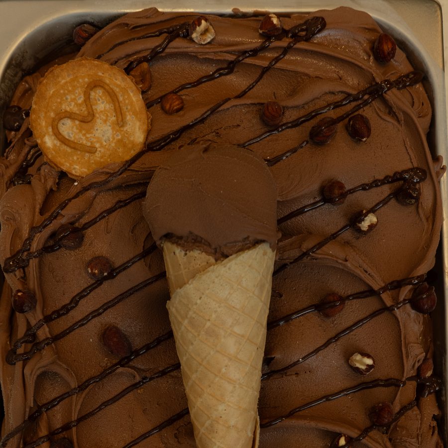 Gelato de chocolate Dimolise em close